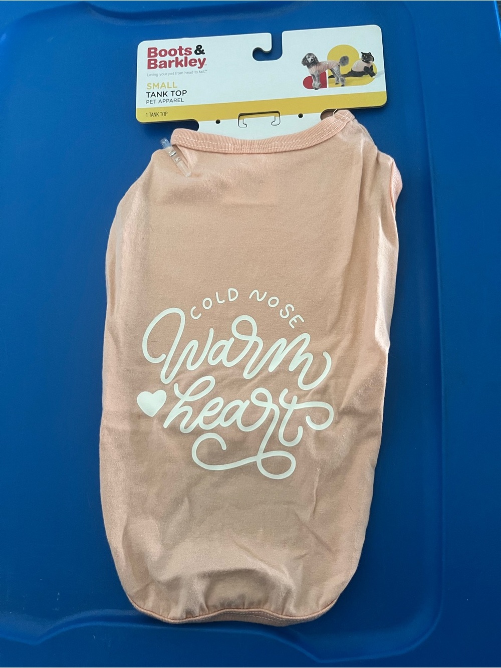 Boots & Barkley Peach Tank Top with White "Warm Heart" Script